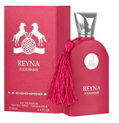 Maison Alhambra Reyna Pour Femme bottle highlights a delicate floral scent for daily wear.