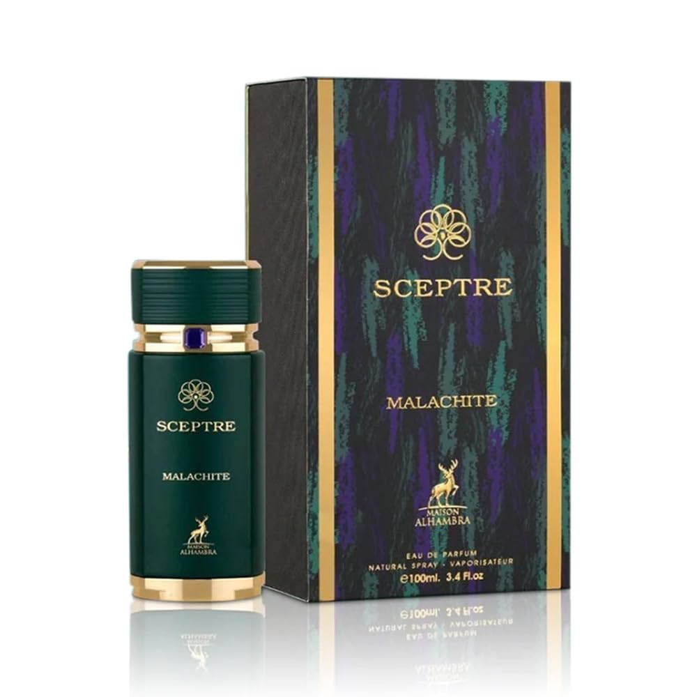 Maison Alhambra Sceptre Malachite spray mist captures long-lasting scent for evenings and days.