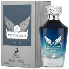 Maison Alhambra Victorioso Myth woody ambience image suggests refined evening wear.