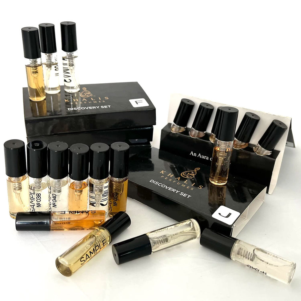 Maison d'Orient perfume sampler front view with 20 2ml vials for discovery.