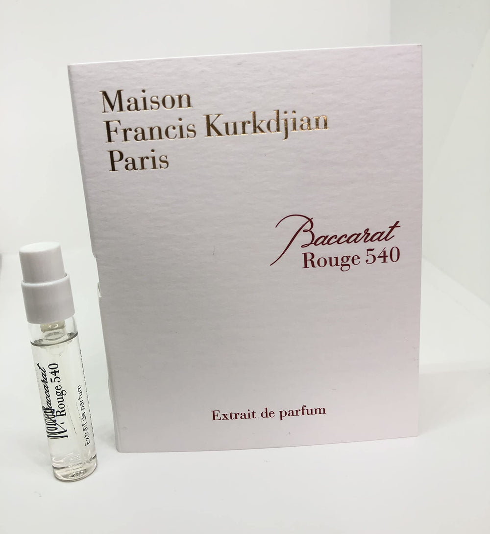 Maison Francis Kurkdjian Baccarat Rouge 540 Extrait bottle closeup showing lasting amber floral scent.