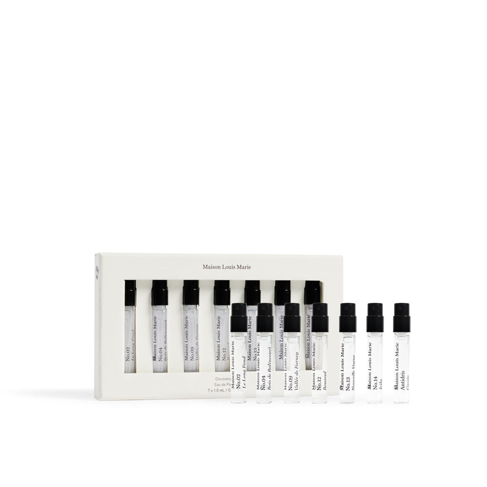 Maison Louis Marie discovery set box front for convenient sampling.