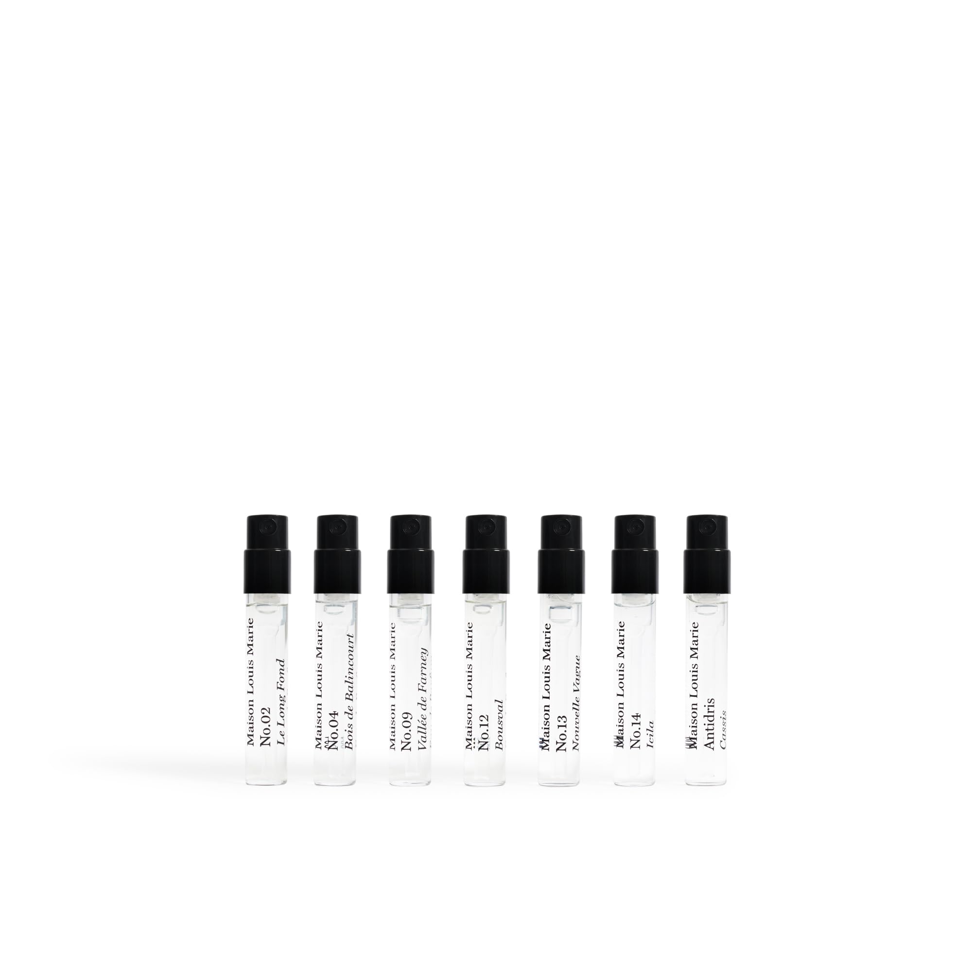 Maison Louis Marie discovery set mini sprays arranged for travel-friendly testing.