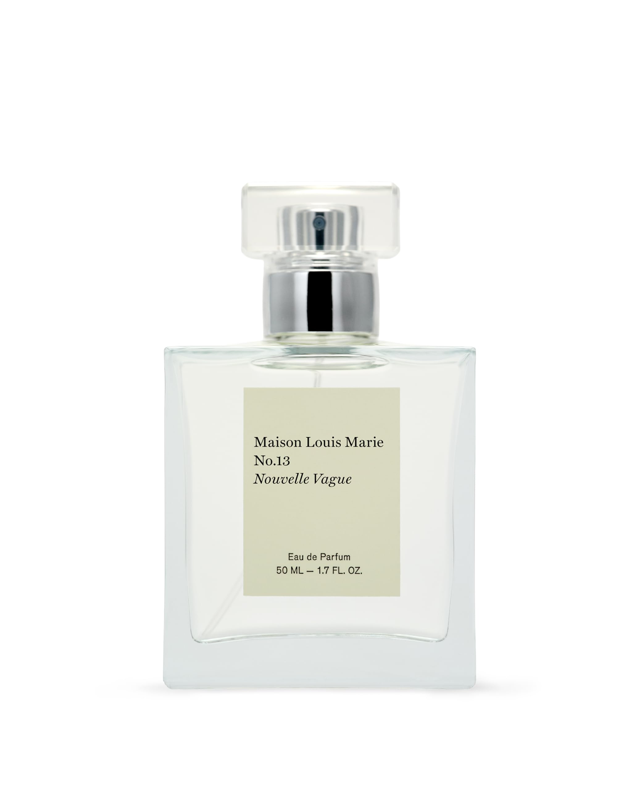 Maison Louis Marie No.13 Nouvelle Vague bottle closeup shows radiant scent and premium presentation.
