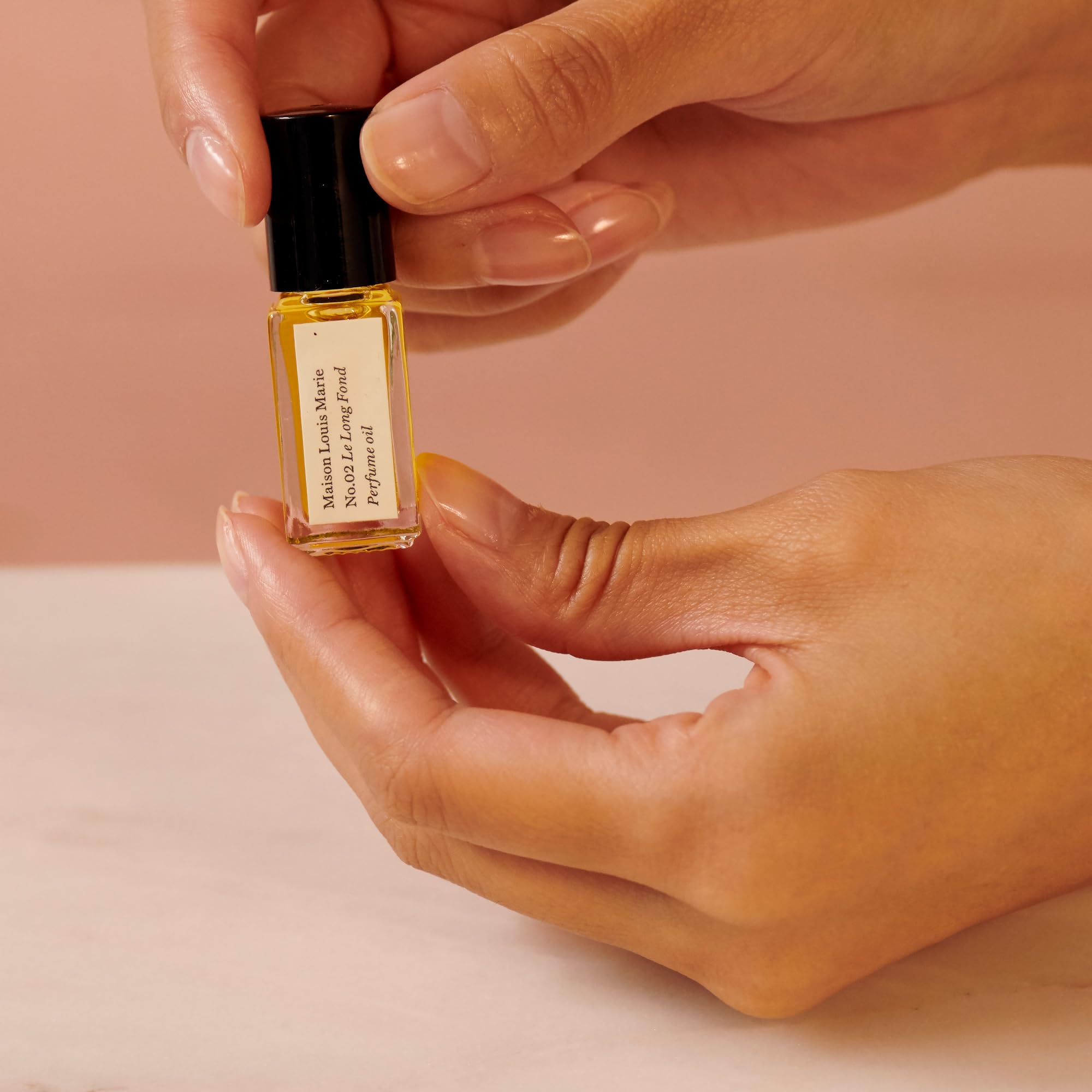 Maison Louis Marie No02 Le Long Fond pulse-points application captures personal, long-lasting aroma near skin.