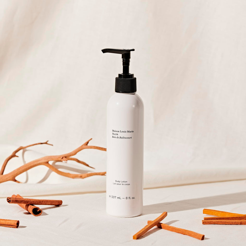 Ingredients list for Maison Louis Marie No.04 Bois de Balincourt emphasizing plant-based hydration.