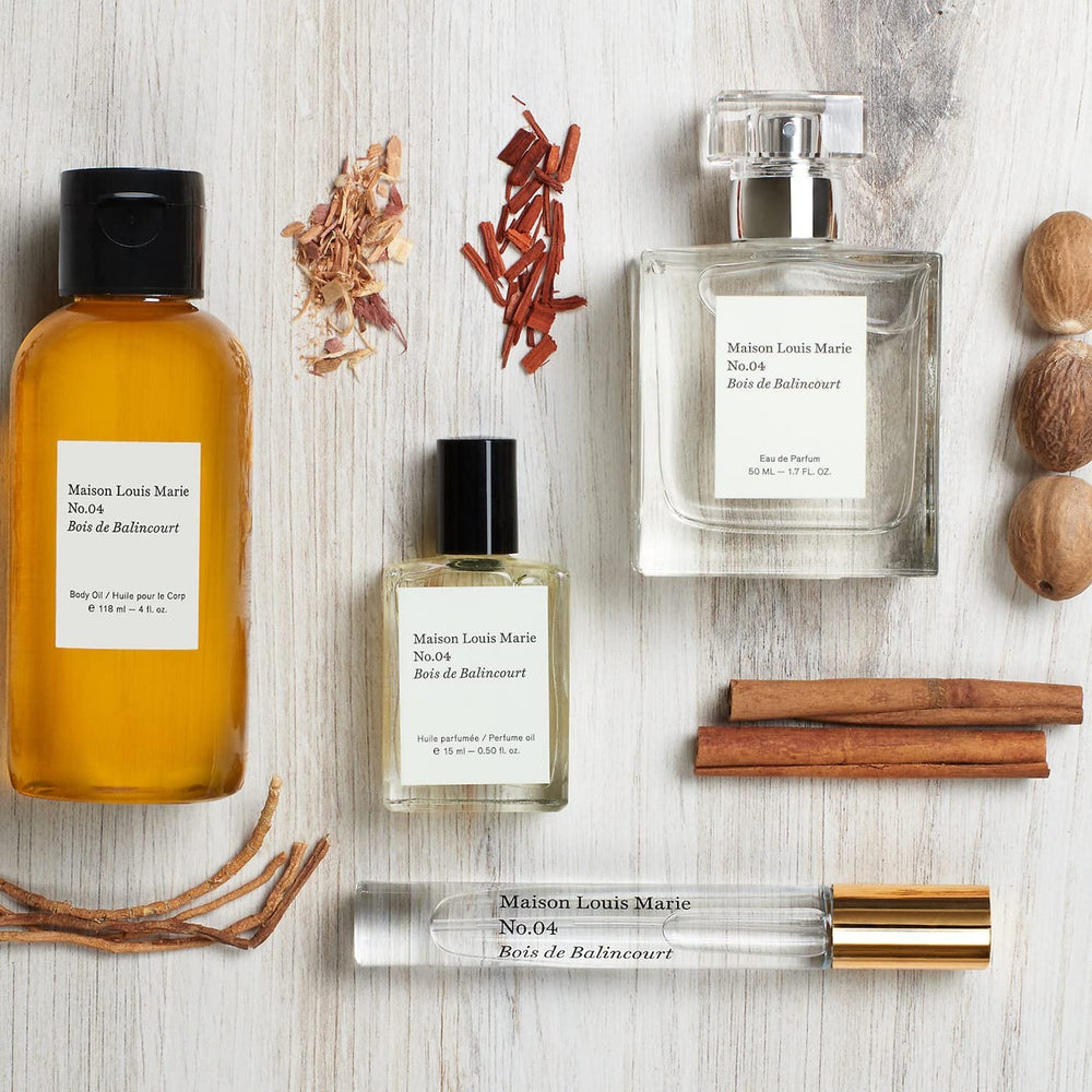 Maison Louis Marie No.04 applying to pulse points demonstrates longer-lasting projection.
