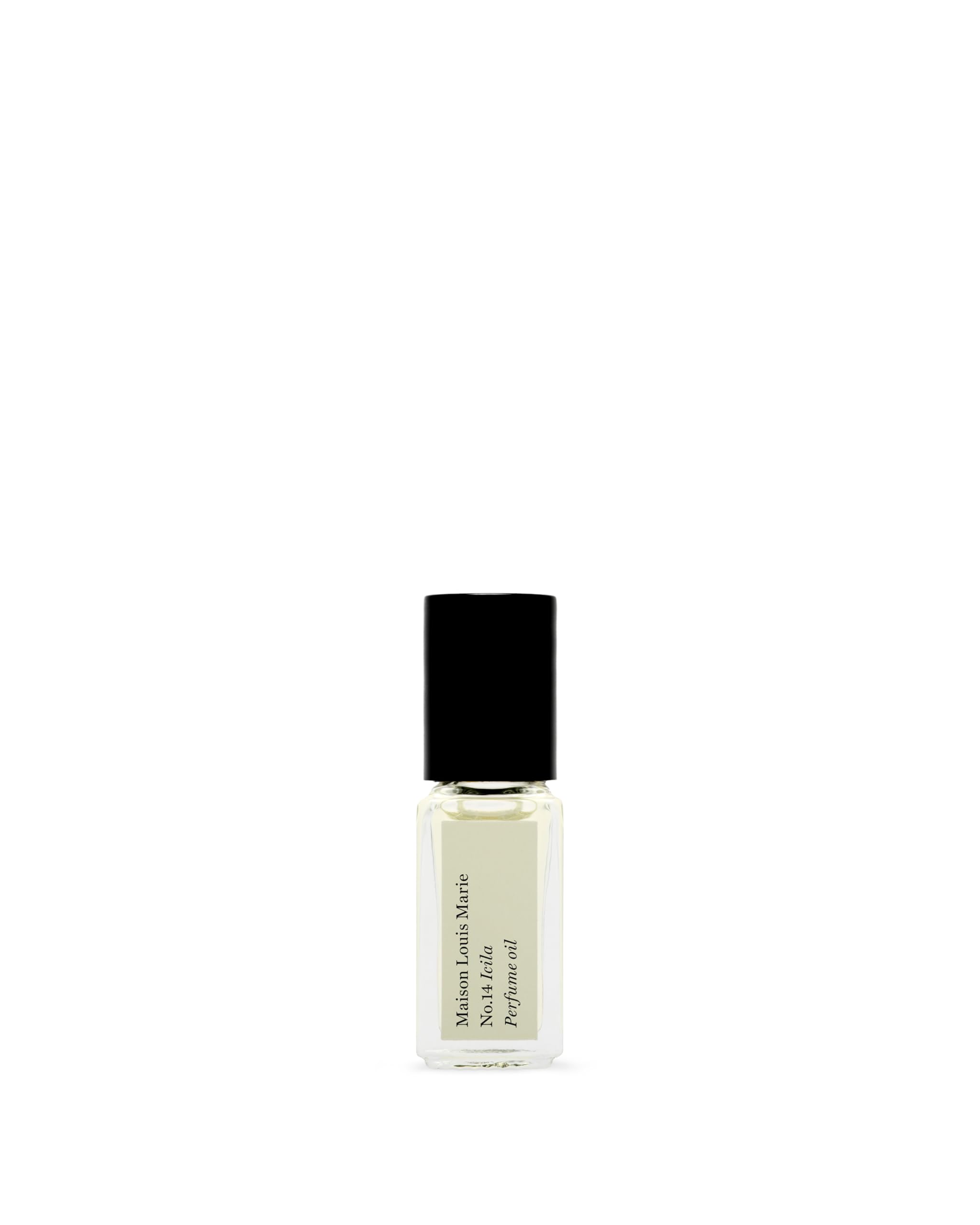 Maison Louis Marie No.14 Icila roll-on bottle showing citrus-floral scent profile for on-the-go use.