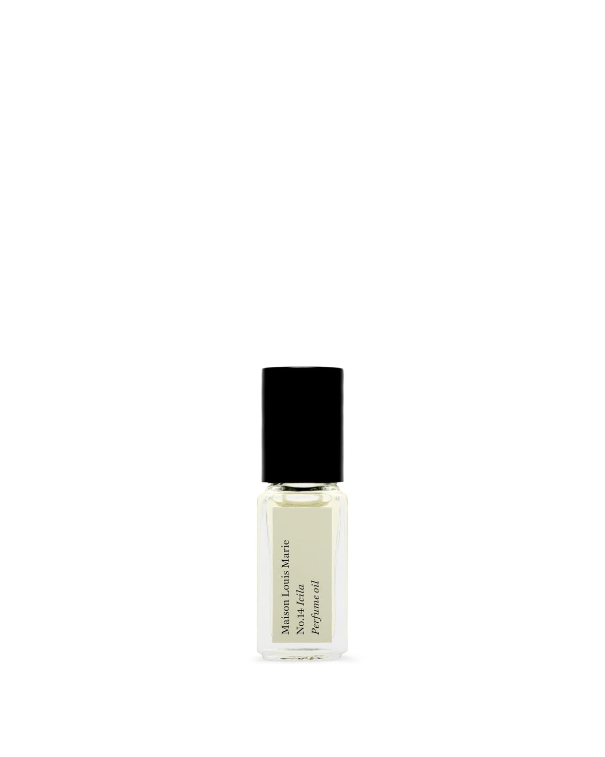 Maison Louis Marie No.14 Icila roll-on bottle showing citrus-floral scent profile for on-the-go use.