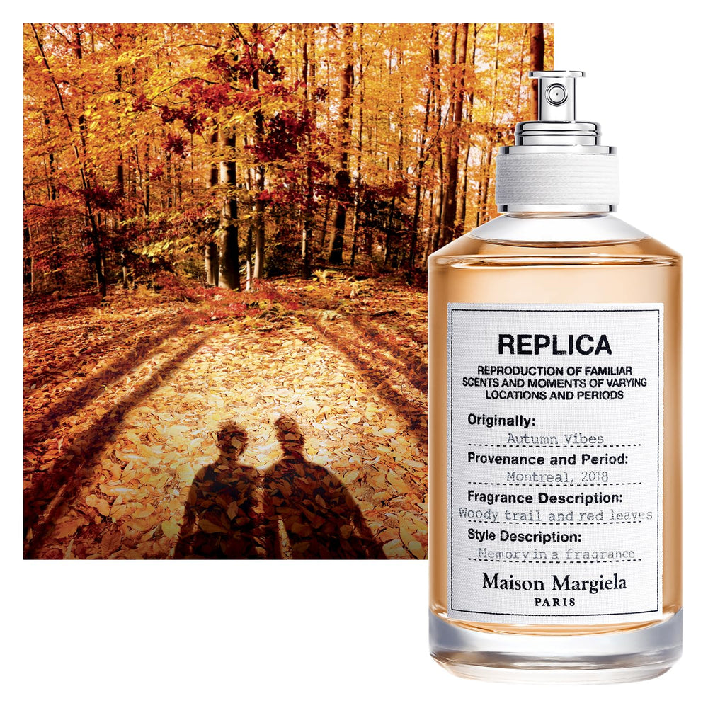 Maison Margiela Replica Autumn Vibes cedarwood note close-up suggesting woody serenity.