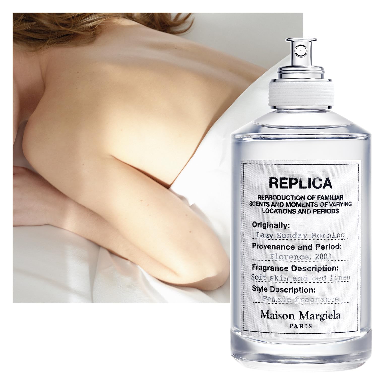 Maison Margiela Replica Lazy Sunday Morning spray action suggests effortless mornings.