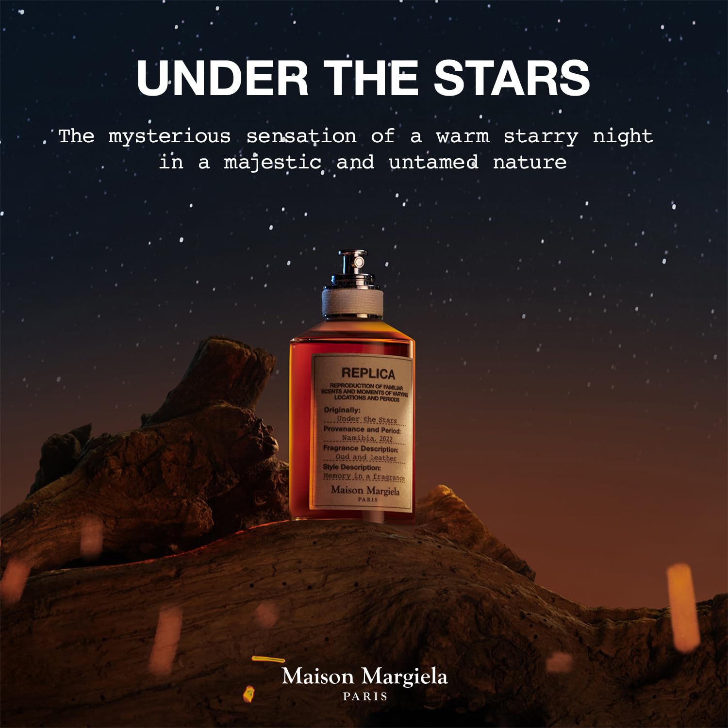 Oud and labdanum note visualization emphasizes the dark, mystical night vibe.