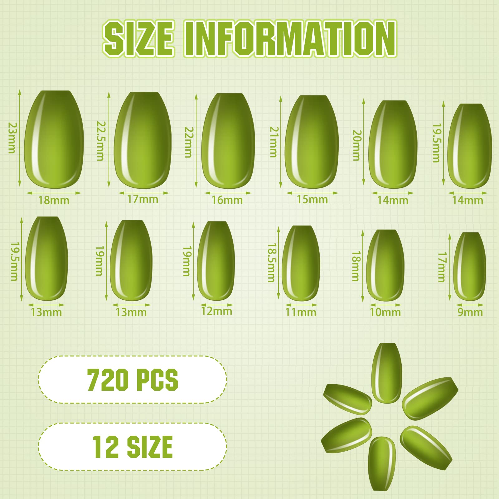 Maitys 30-sets medium square nails display in a color range to coordinate outfits