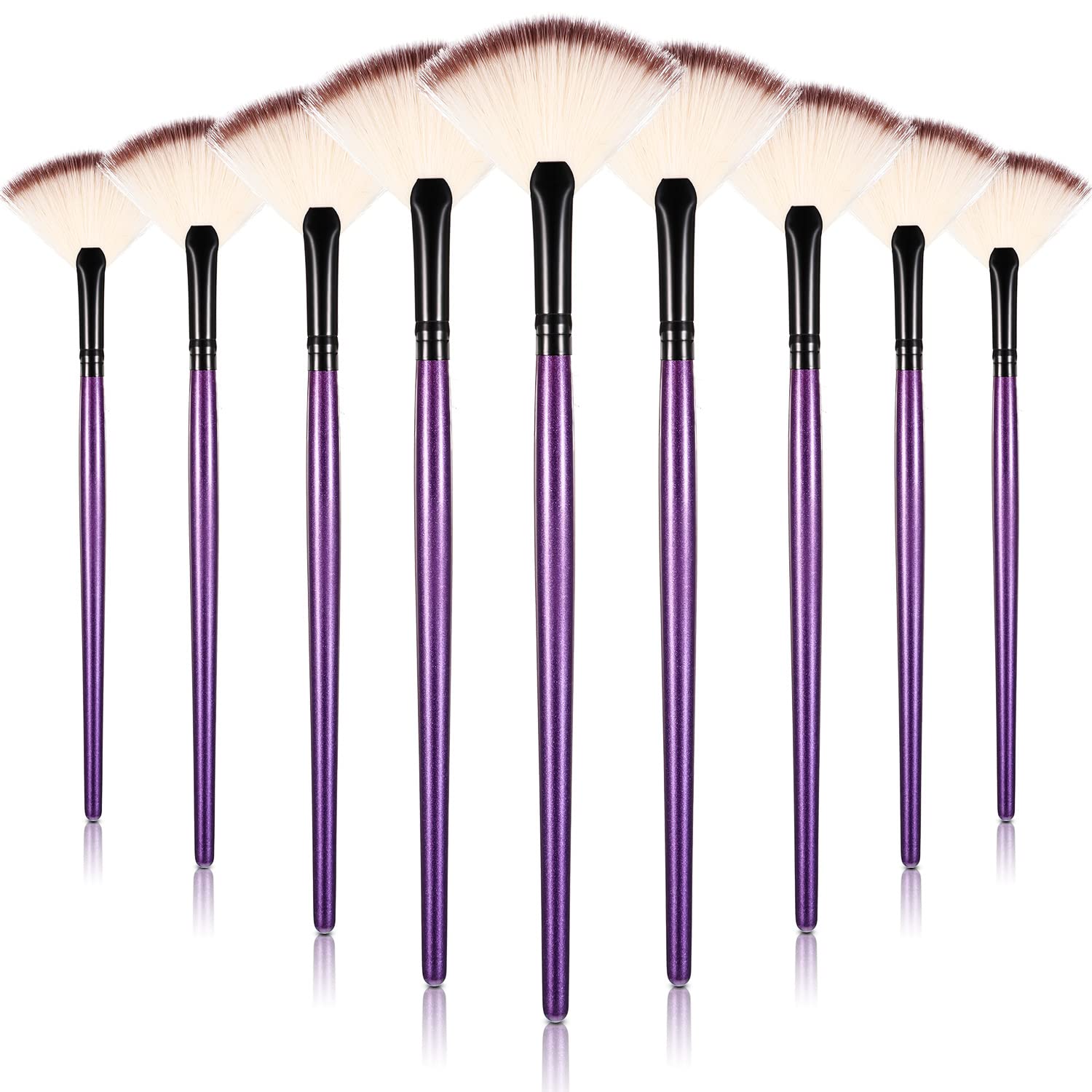 Maitys 9-piece facial fan brush set for even powder application