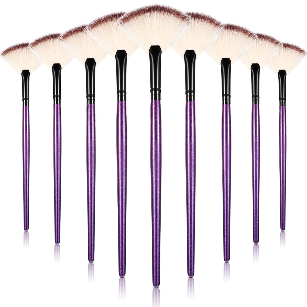 Maitys 9-piece facial fan brush set for even powder application