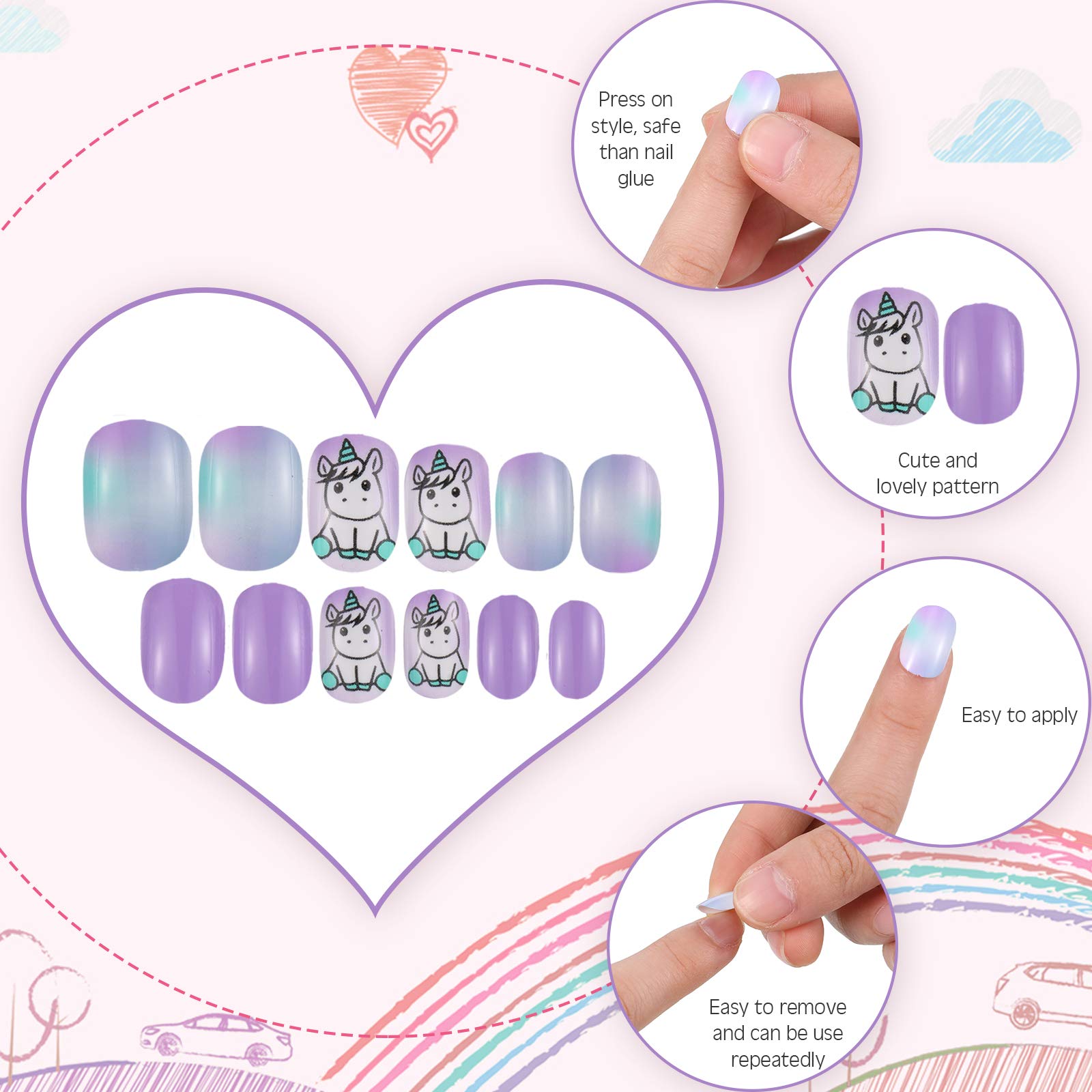 Maitys application steps image demonstrates easy kid-friendly nail application