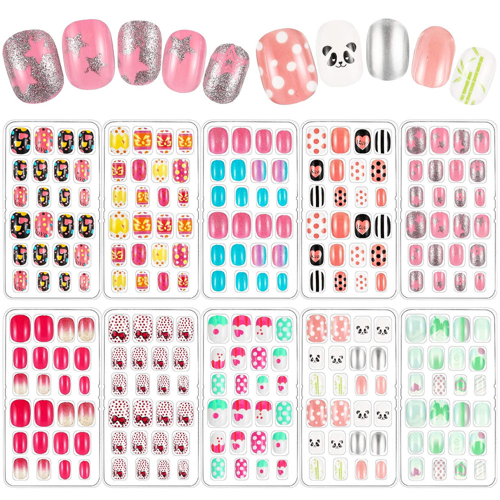 Maitys children nails with colorful bows in 10-box set for easy kid-friendly nail art