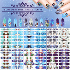 Maitys Christmas nail stickers snowman for playful, family-friendly holiday nails with easy peel-and-stick design.