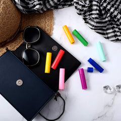 Maitys eight-color lip balm tubes close-up showing vibrant color options for customization.