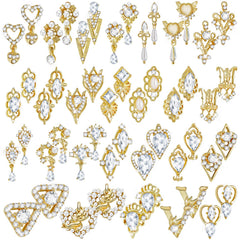 Maitys gold nail charms heart crystal dangle for stylish nail art.