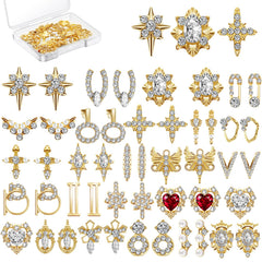 Maitys gold nail charms heart rhinestones for glamorous nails with lasting gloss.
