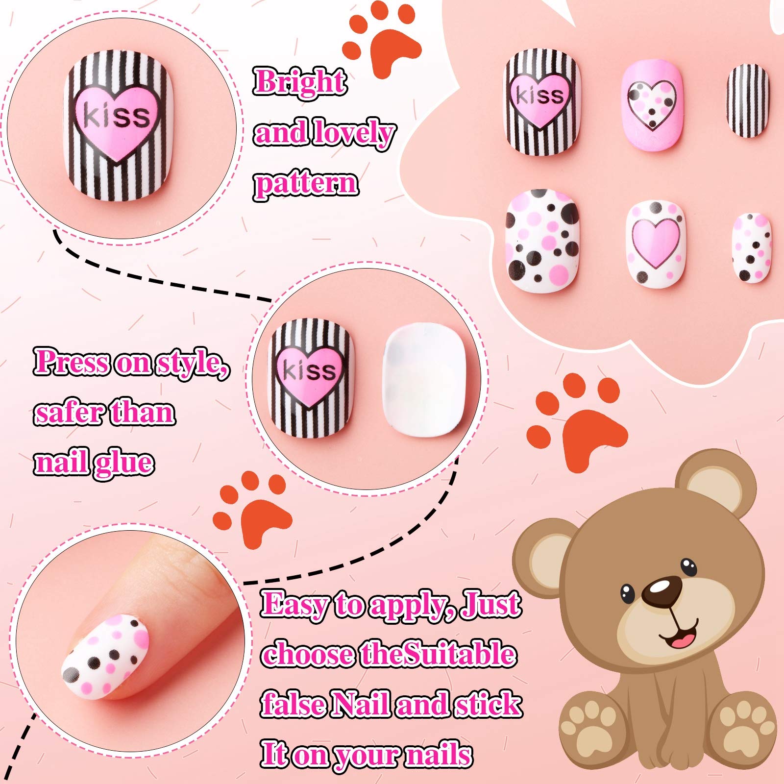 Maitys kids press-on nails dot pattern adds playful color to any look
