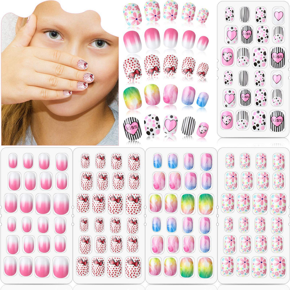 Maitys kids press-on nails flower pattern for simple, safe at-home nail art