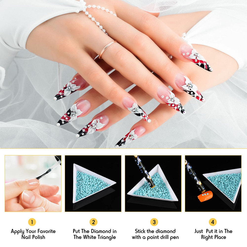 Maitys diamond painting tools illustrate versatile use in nails and accessories.