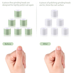 Maitys refills in use with electric buffer for quick smoothing and natural shine