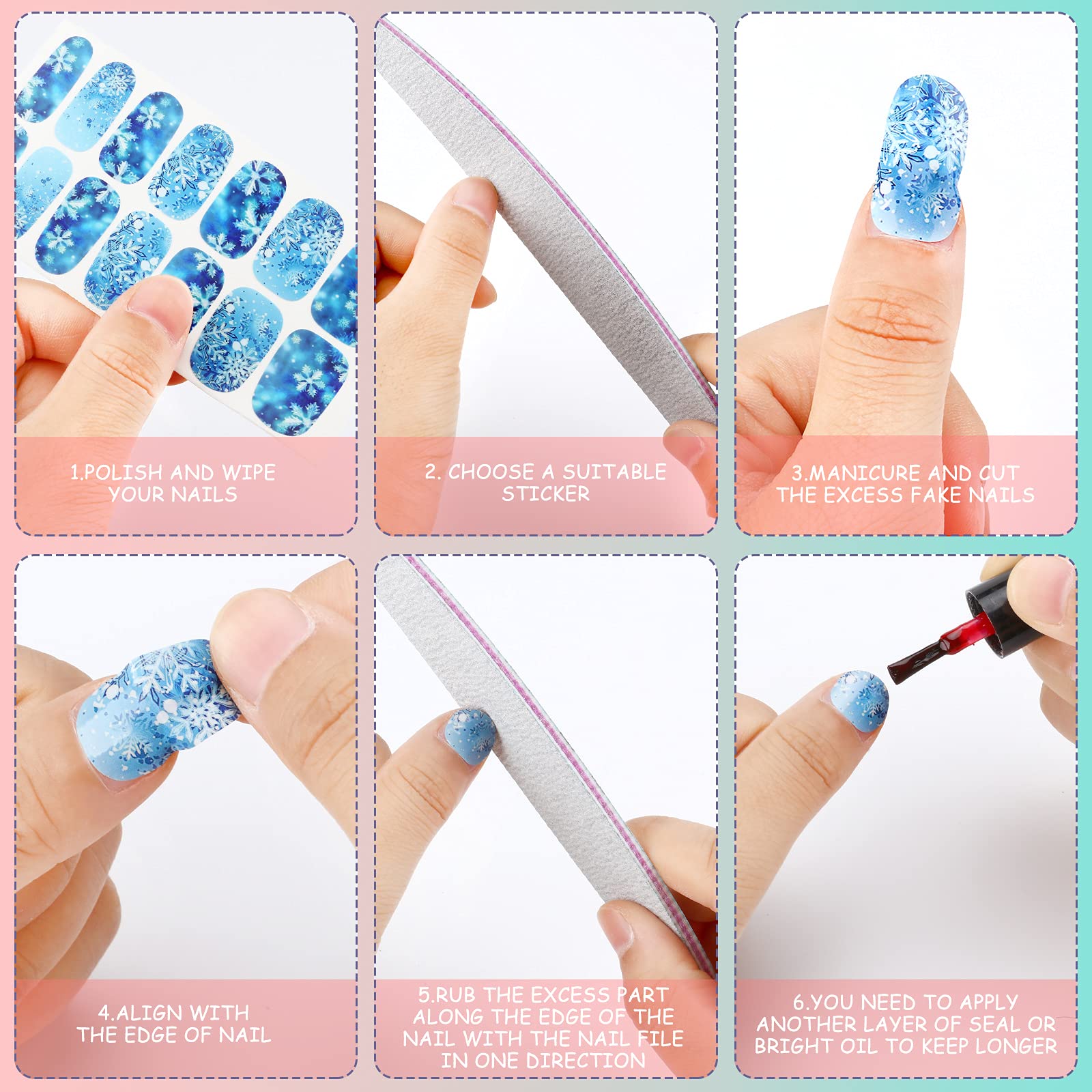 Maitys nail file included in kit to smooth edges after application.