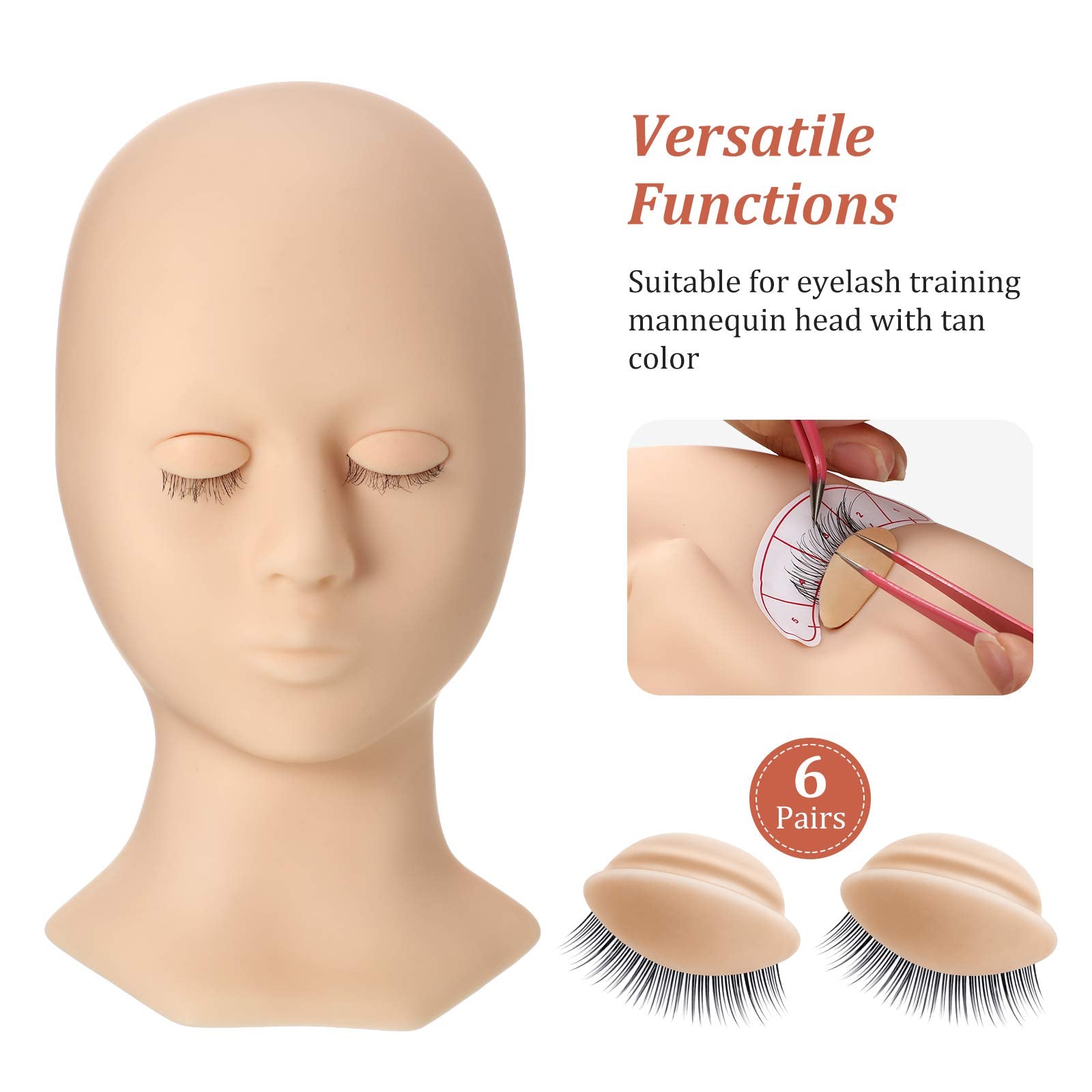 Maitys practice eyelash-extension eyelids tan designed to be replaced when dirty.