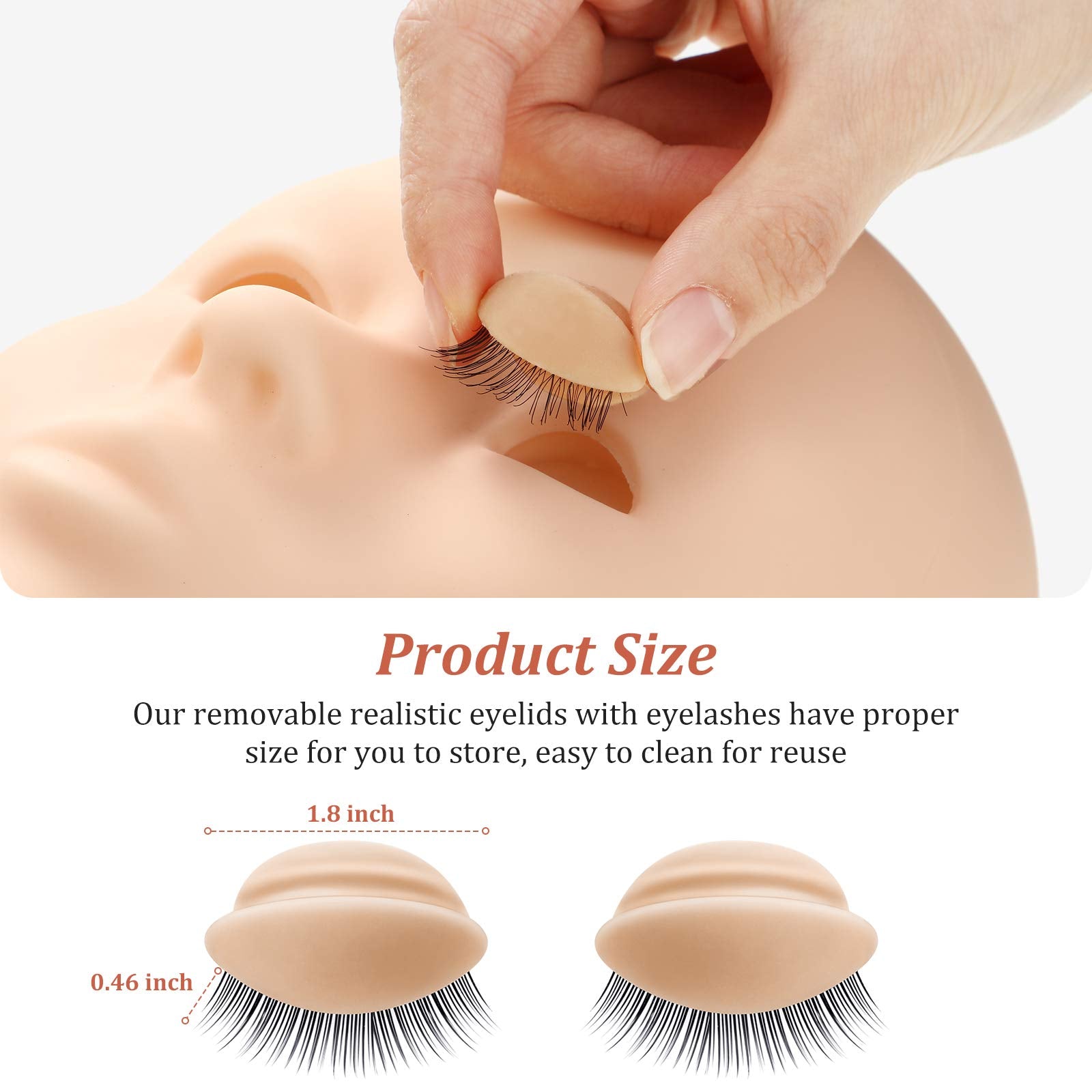 Maitys removable eyelids tan soft silicone simulate skin feel during eyelash extensions training.