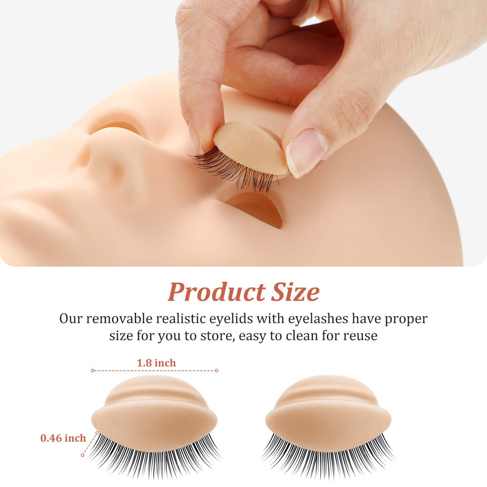 Maitys removable eyelids tan soft silicone simulate skin feel during eyelash extensions training.