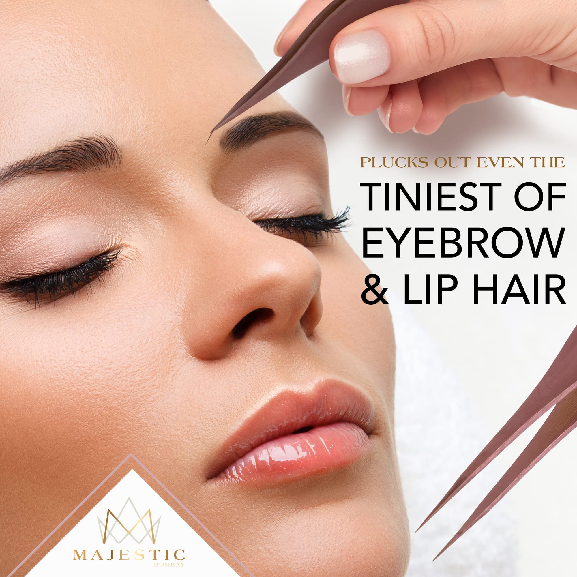 Majestic Bombay brow-tweezers offering strong grip for professional or home use.