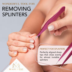 Majestic Bombay eyebrow tweezers with sharp tips for clean brow grooming.