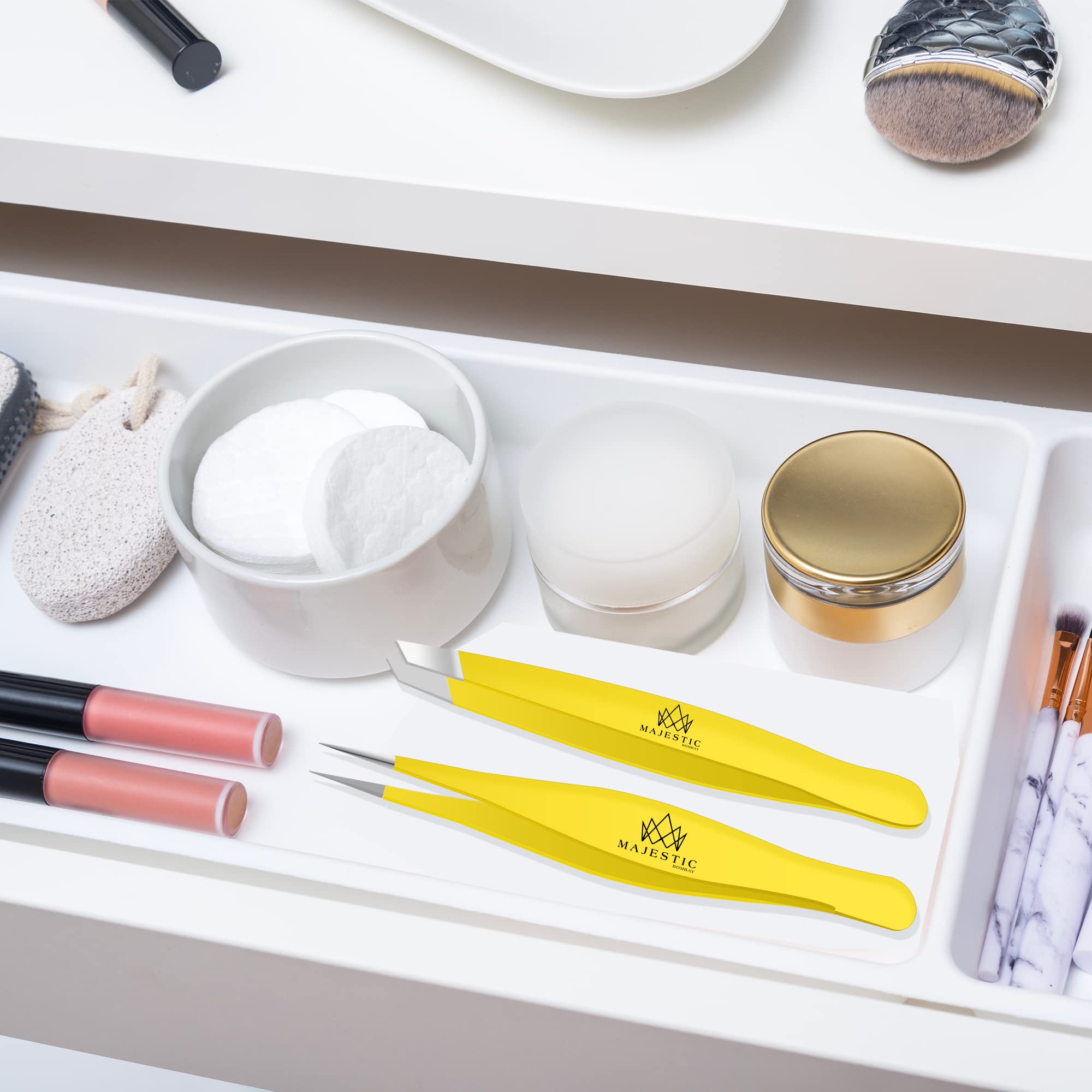 Majestic Bombay needle nose tweezers tip precision for quick, minimal-pain splinter extraction.