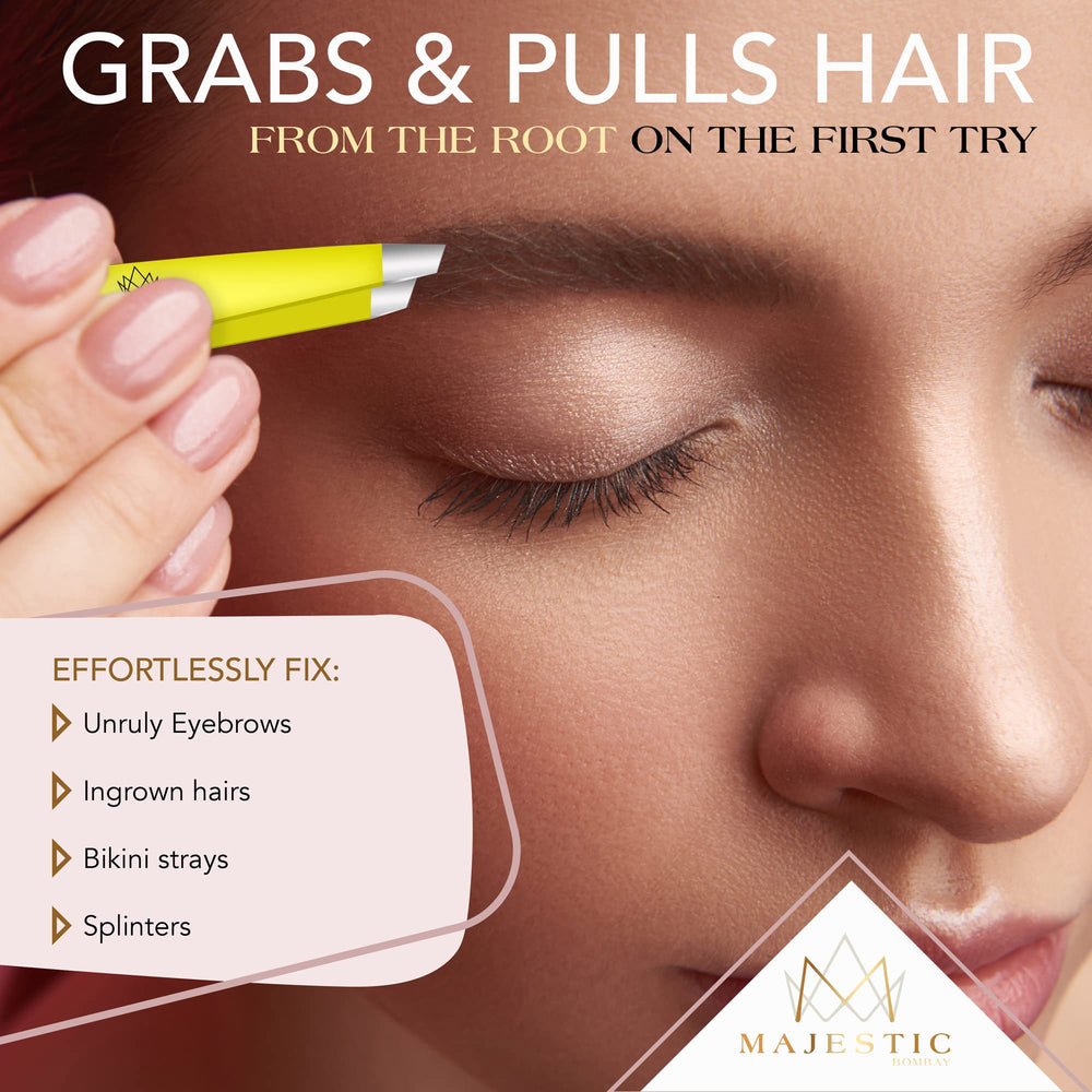 Majestic Bombay precision tweezers stainless steel for long-lasting sharp tips.