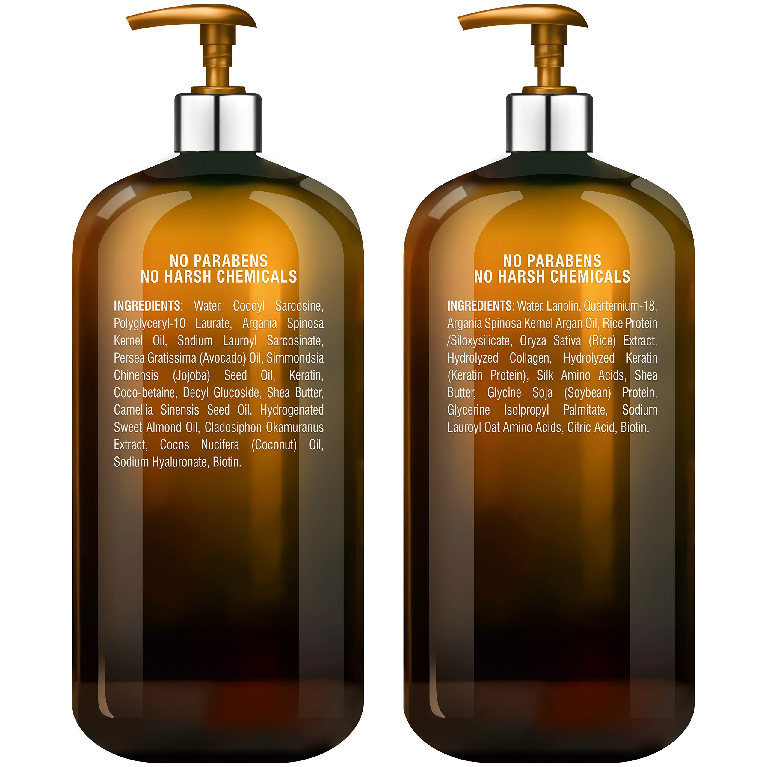 Majestic Pure Argan Oil Conditioner label highlights essential fatty acids and conditioning benefits.