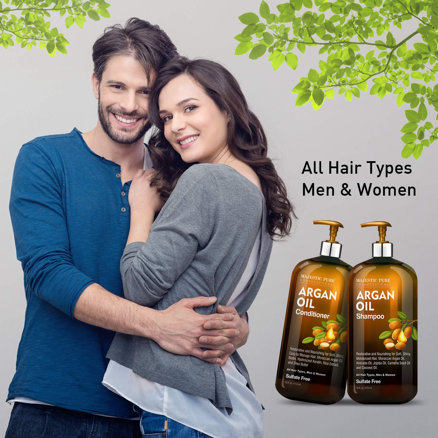 Majestic Pure Argan Oil Conditioner smooth finish closeup shows silky shine and manageability.