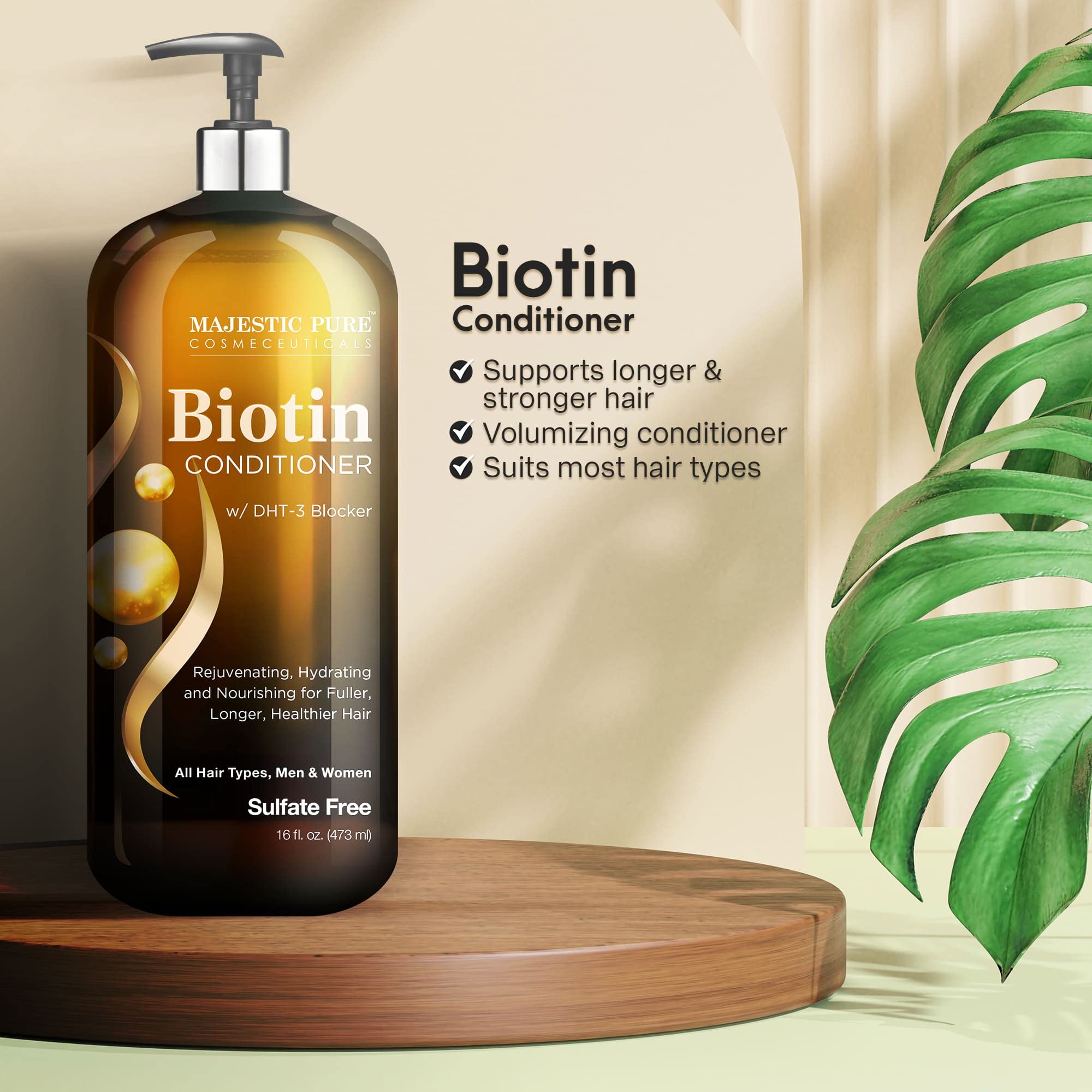Majestic Pure Biotin Conditioner hair-volume-shot shows potential for fuller-looking hair.