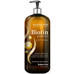 Majestic Pure Biotin Shampoo bottle showing volumizing formula