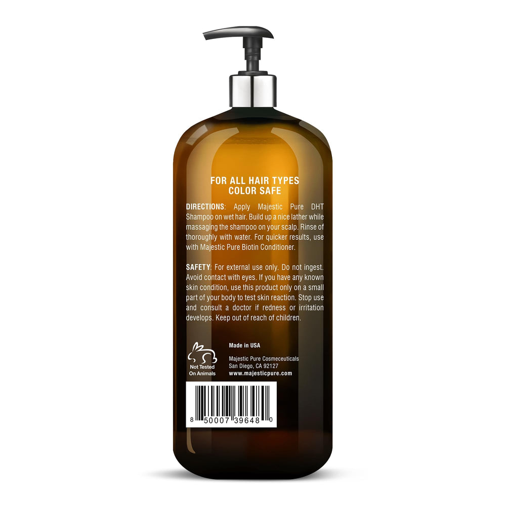 Majestic Pure Biotin Shampoo castor oil drop emphasizes nourishing hair strands