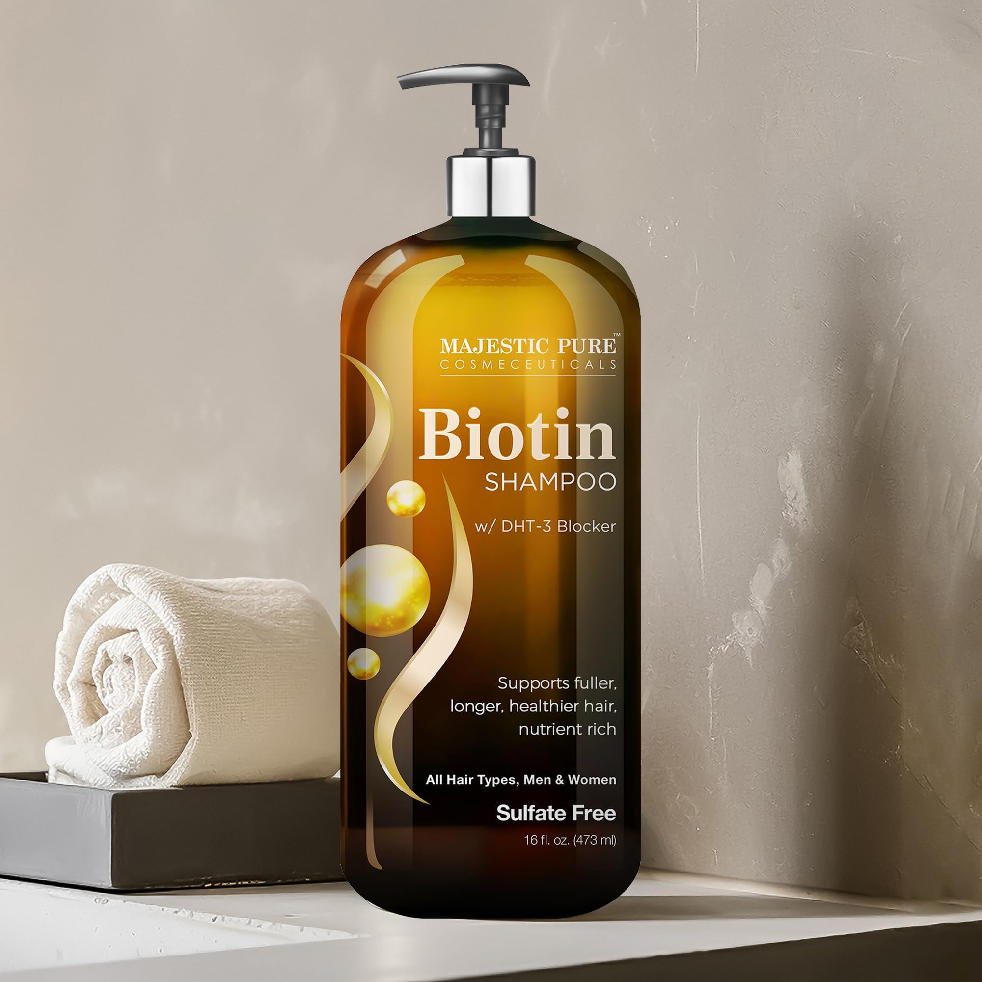 Majestic Pure Biotin Shampoo lather indicates rich cleansing experience