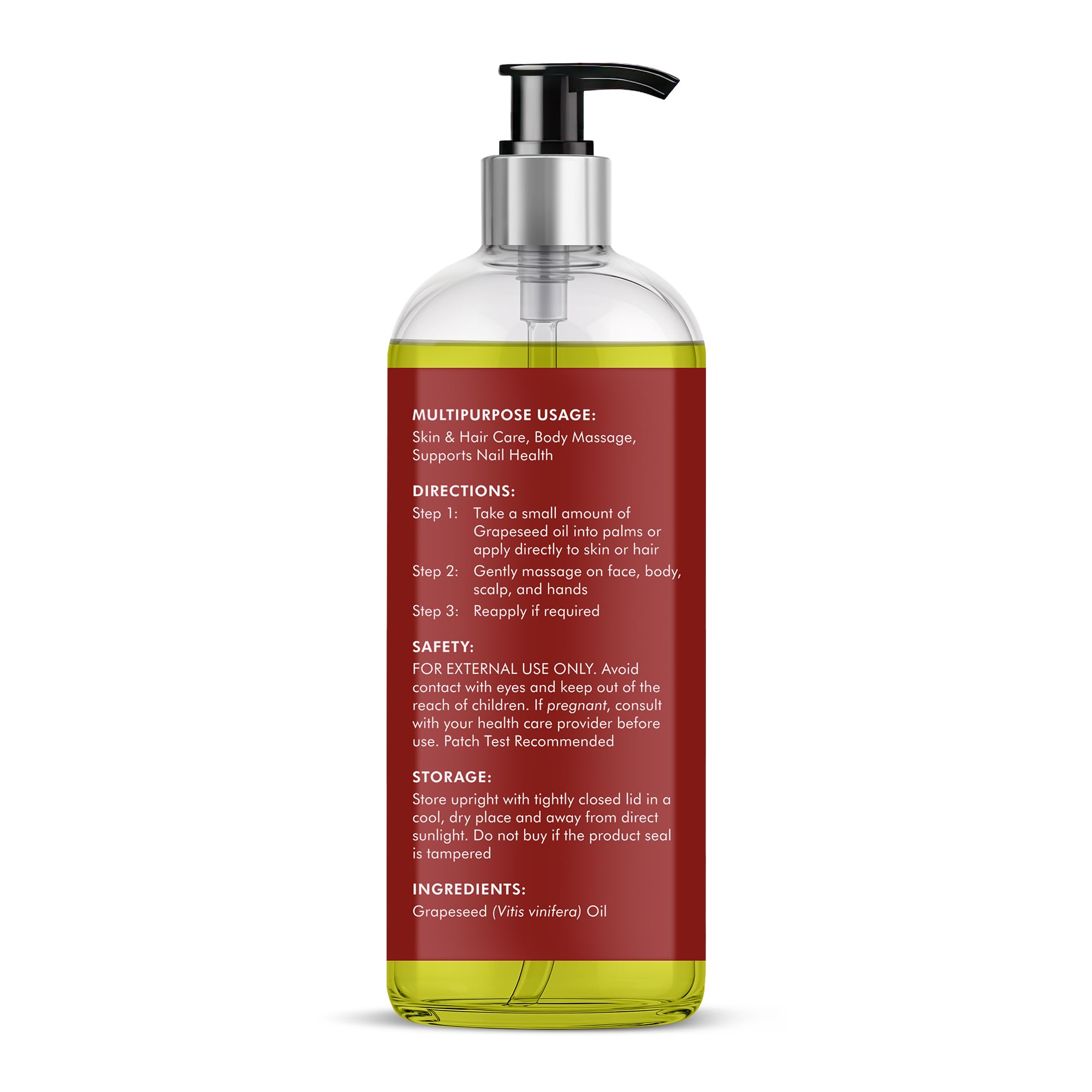 Majestic Pure grapeseed oil hexane-free formula for safe skincare.