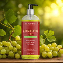 Majestic Pure grapeseed oil applied to skin for daily moisture.