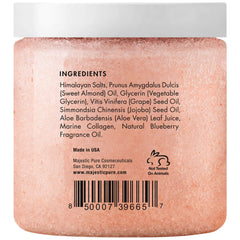 Majestic Pure scrub texture close-up showing Himalayan salt grains for exfoliation