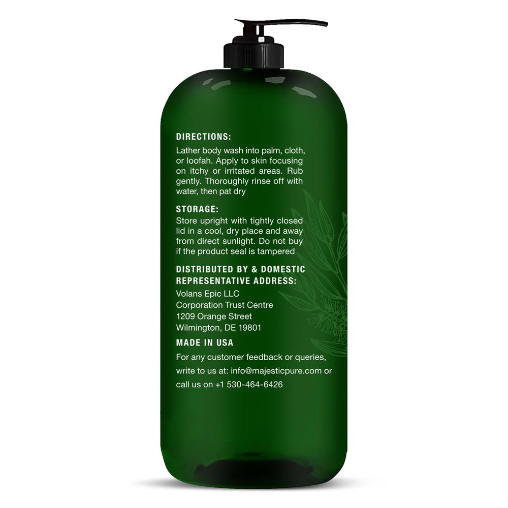 Majestic Pure Tea Tree Body Wash refreshing scent and peppermint provide an energizing start.