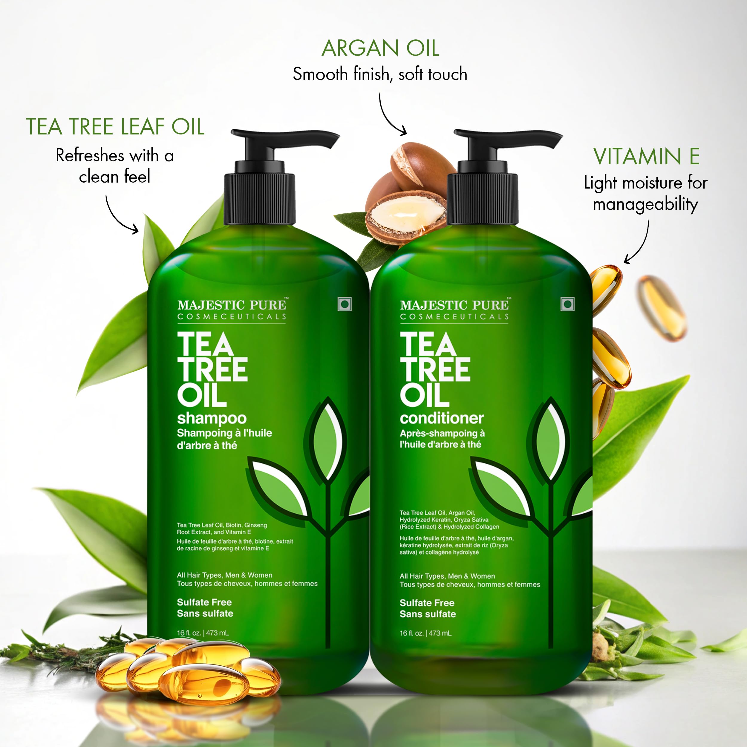 Majestic Pure Tea Tree Shampoo dandruff-cleansing action for a cleaner scalp.