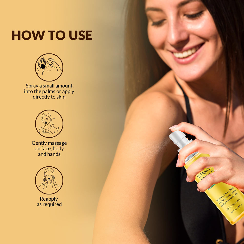 Majestic Pure Vitamin E Oil Body Mist after-shower use for smooth skin