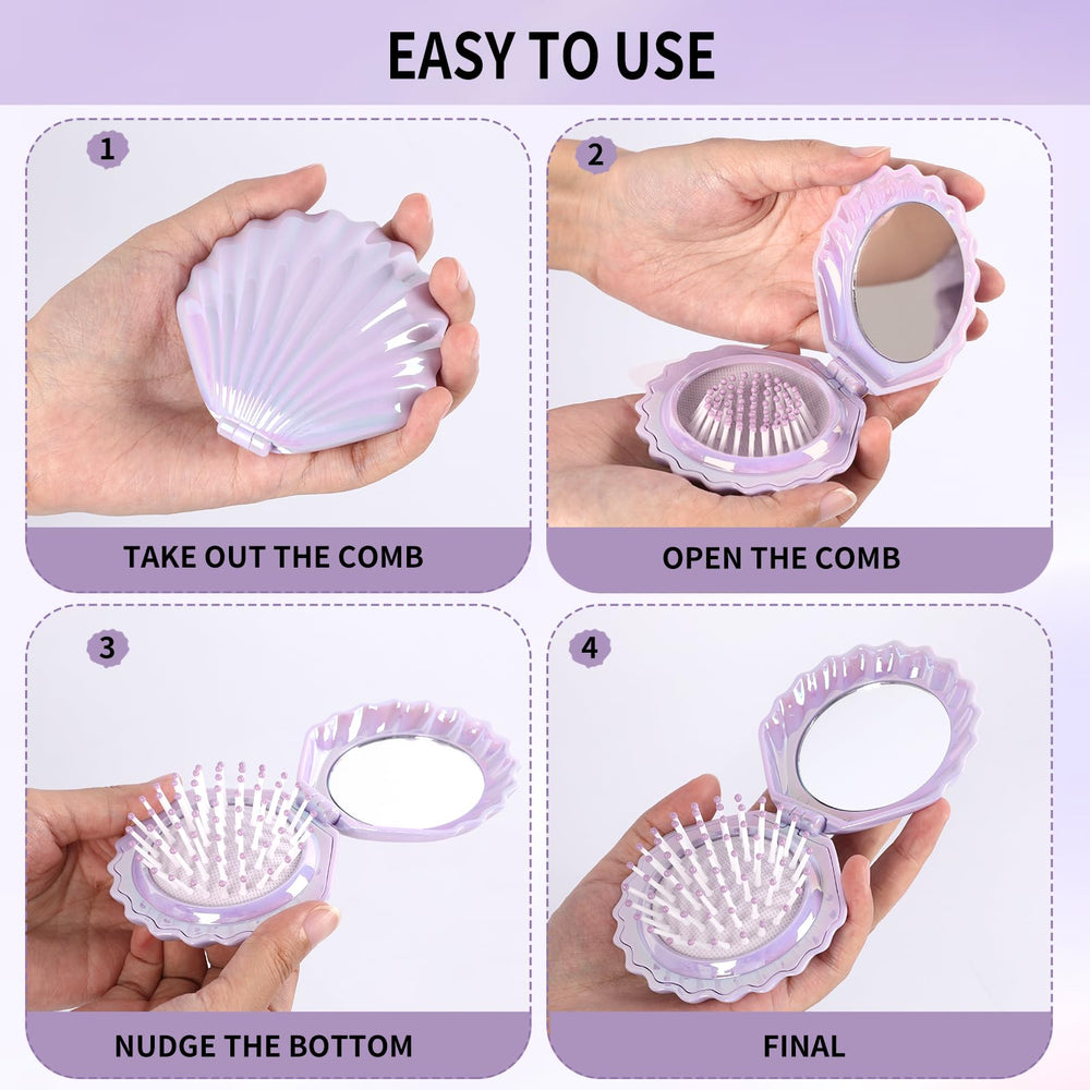 Maji Mama brush and mirror dual-function on-the-go grooming aid for quick touch-ups.